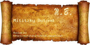 Mititzky Botond névjegykártya